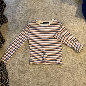 Cute Crop Top Striped Shirt